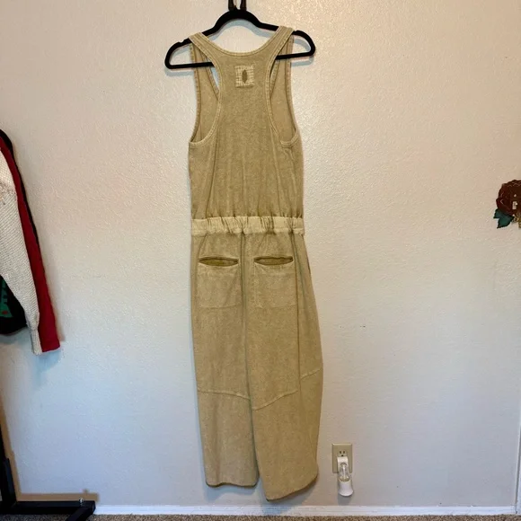 NWOT Free People Movement Timko Onesie Utility Jumpsuit Wide Leg Neutral Tan Med - Picture 7 of 12